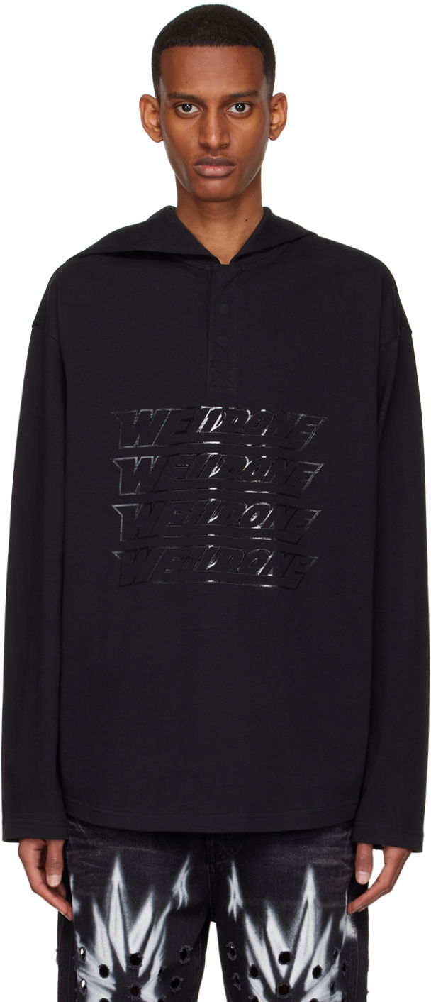 Mikina We11done We11done Embossed-Logo Cotton Henley Čierna | WD-TT1-22-554-U-BK, 0