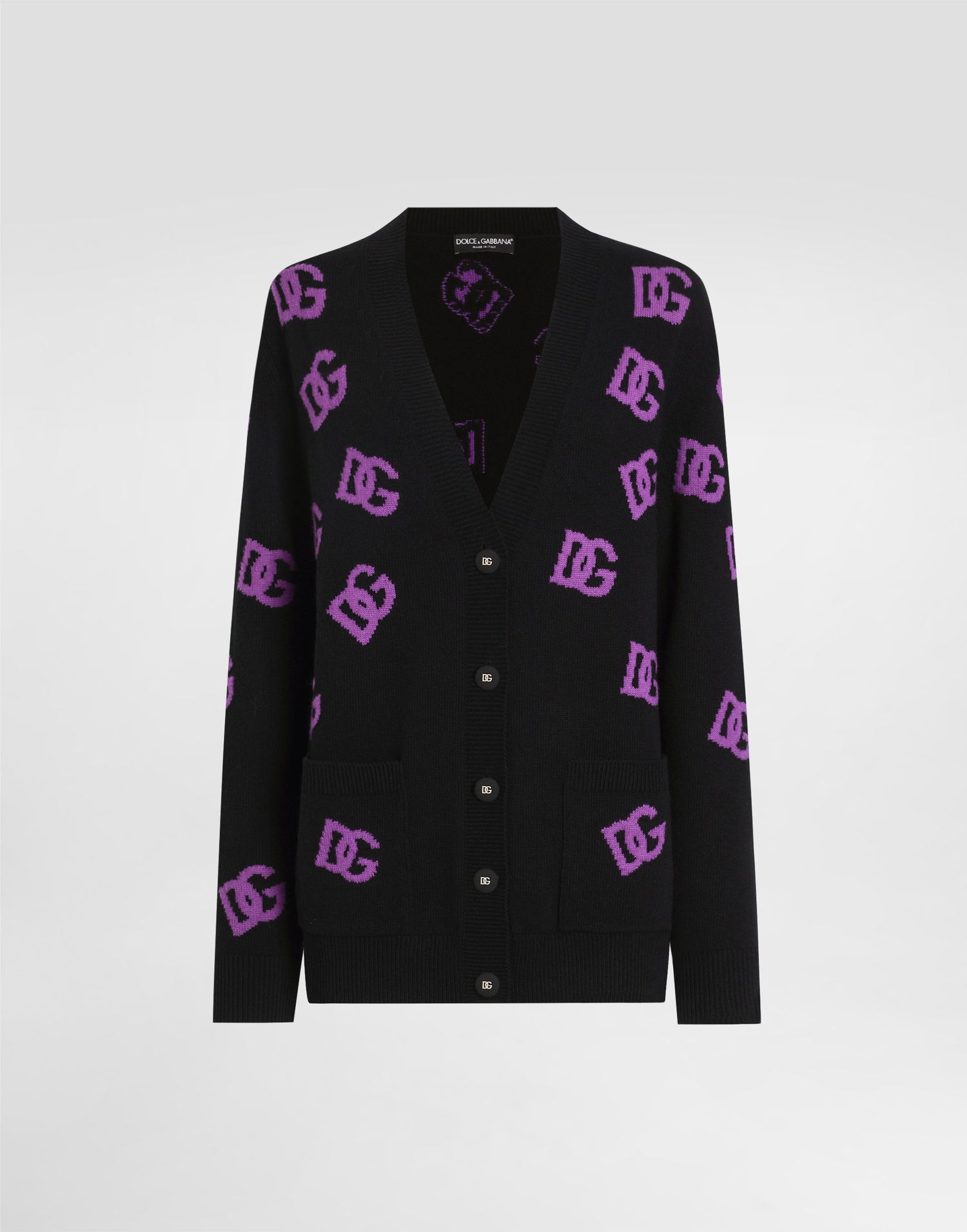 Sveter Dolce & Gabbana Dolce & Gabbana Women's Wool Cardigan with DG Logo Print Čierna | FXJ36TJCVYXN9867, 0