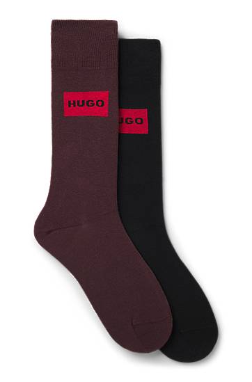 Ponožky BOSS Two-pack of regular-length socks with logo labels Čierna | 50543167
