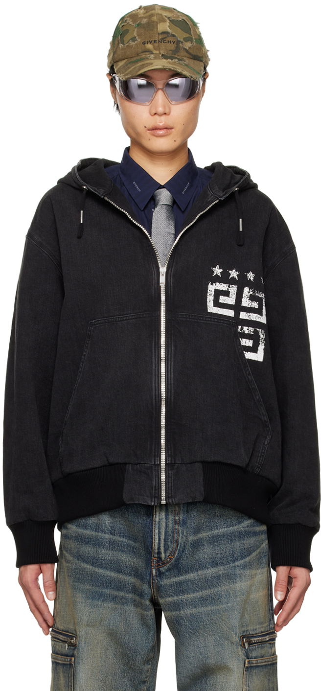 Bunda Givenchy Zip Denim Jacket Čierna | BM017F5YAA001, 0