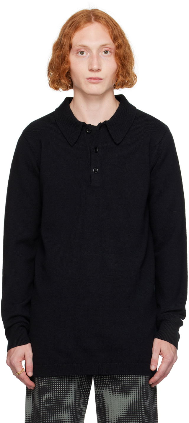 Polo tričko Dries Van Noten Polo Virgin Wool Čierna | 242-021228-9706, 0