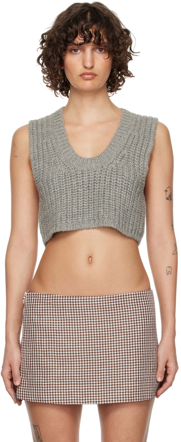 Sveter Acne Studios Cropped Vest Šedá | A60418-, 0