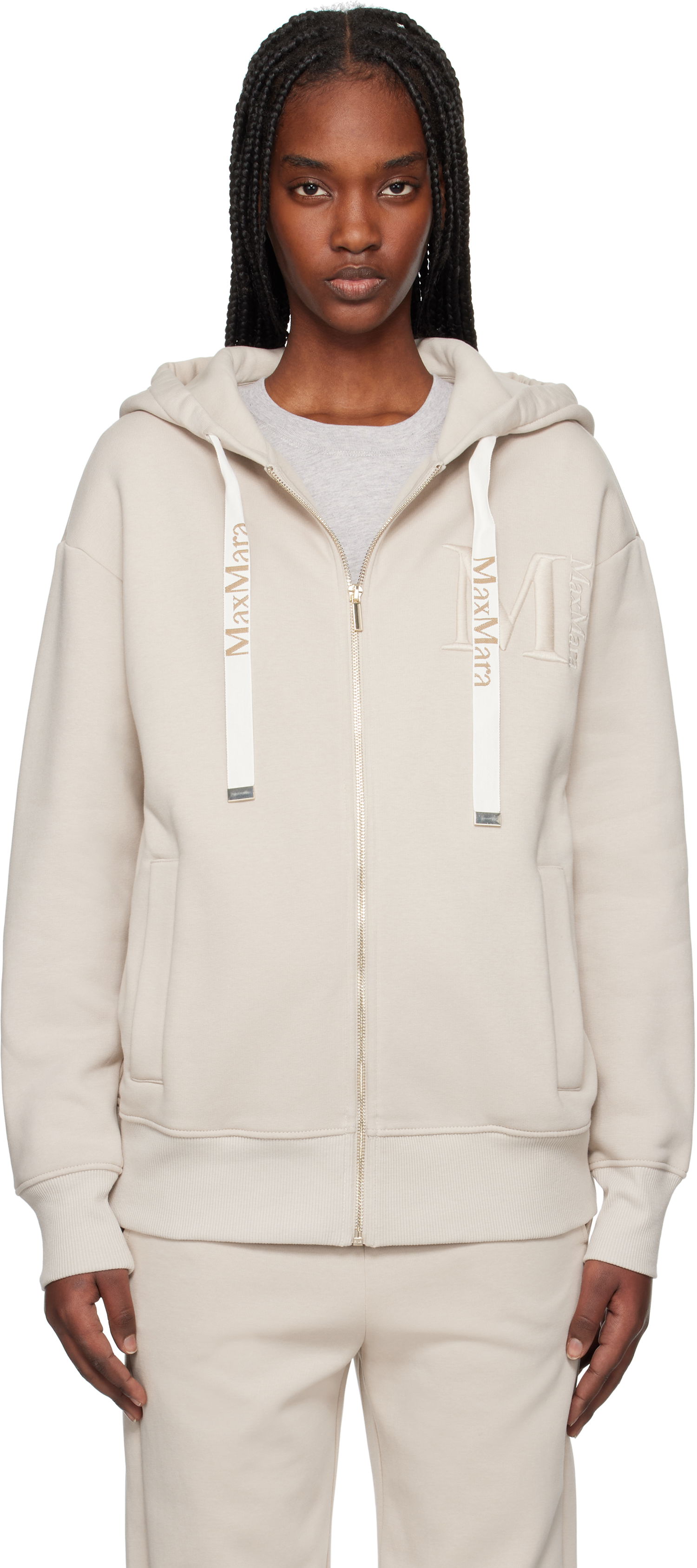 Mikina Max Mara Max Mara Pecos Zip-Up Hoodie Béžová | 2519921031600, 0