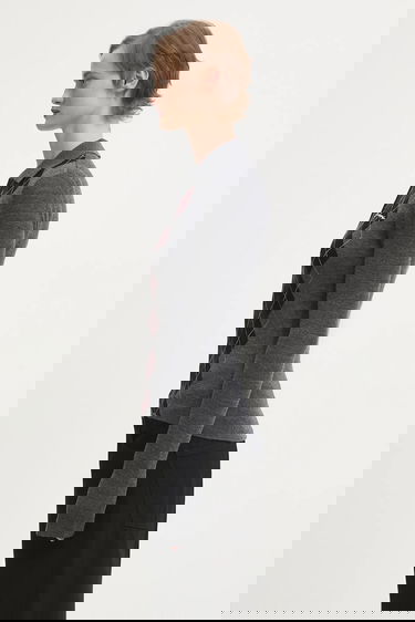 Polo tričko GANNI Knitted Argyle Polo Top Šedá | K2314, 1