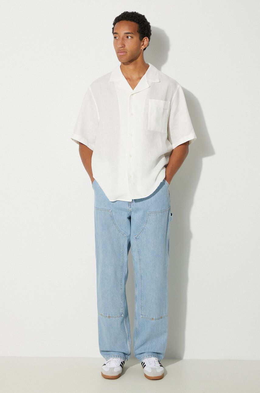 Košeľa PANGAIA Pangaia DNA Linen Camp Collar Relaxed Shirt Biela | 10002046, 1