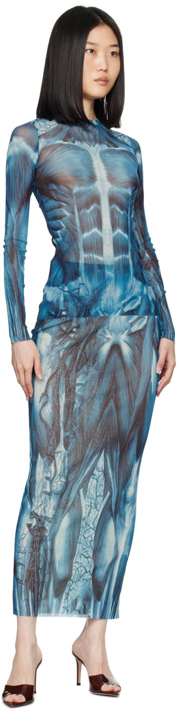 Sukňa Jean Paul Gaultier Gaultier 'The Écorché' Maxi Skirt Modrá | 24/30-F-JU124-T554-505601, 3