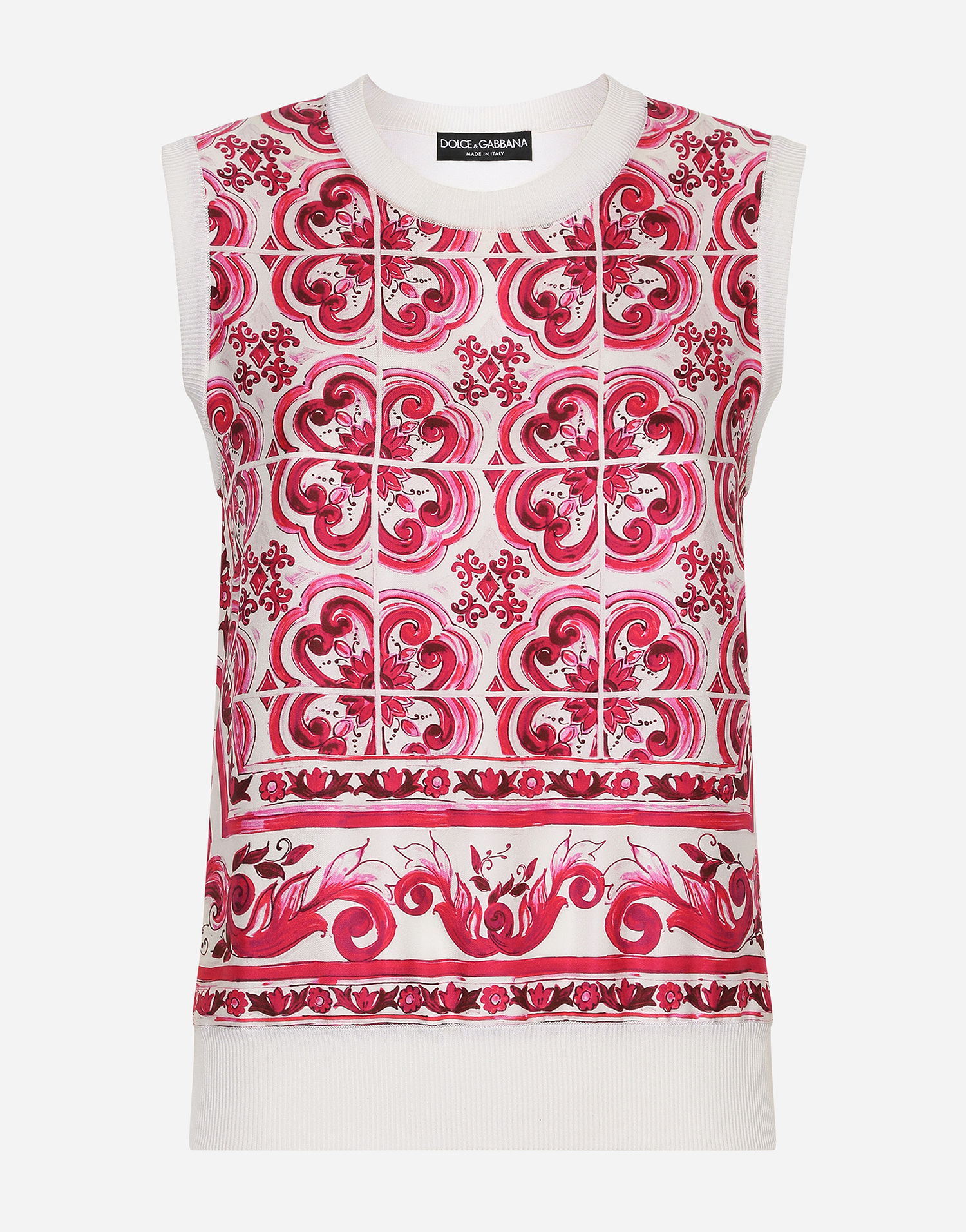Tielko Dolce & Gabbana Majolica-print Silk & Twill Sweater Biela | FXL34TJBSE7H73TN, 0