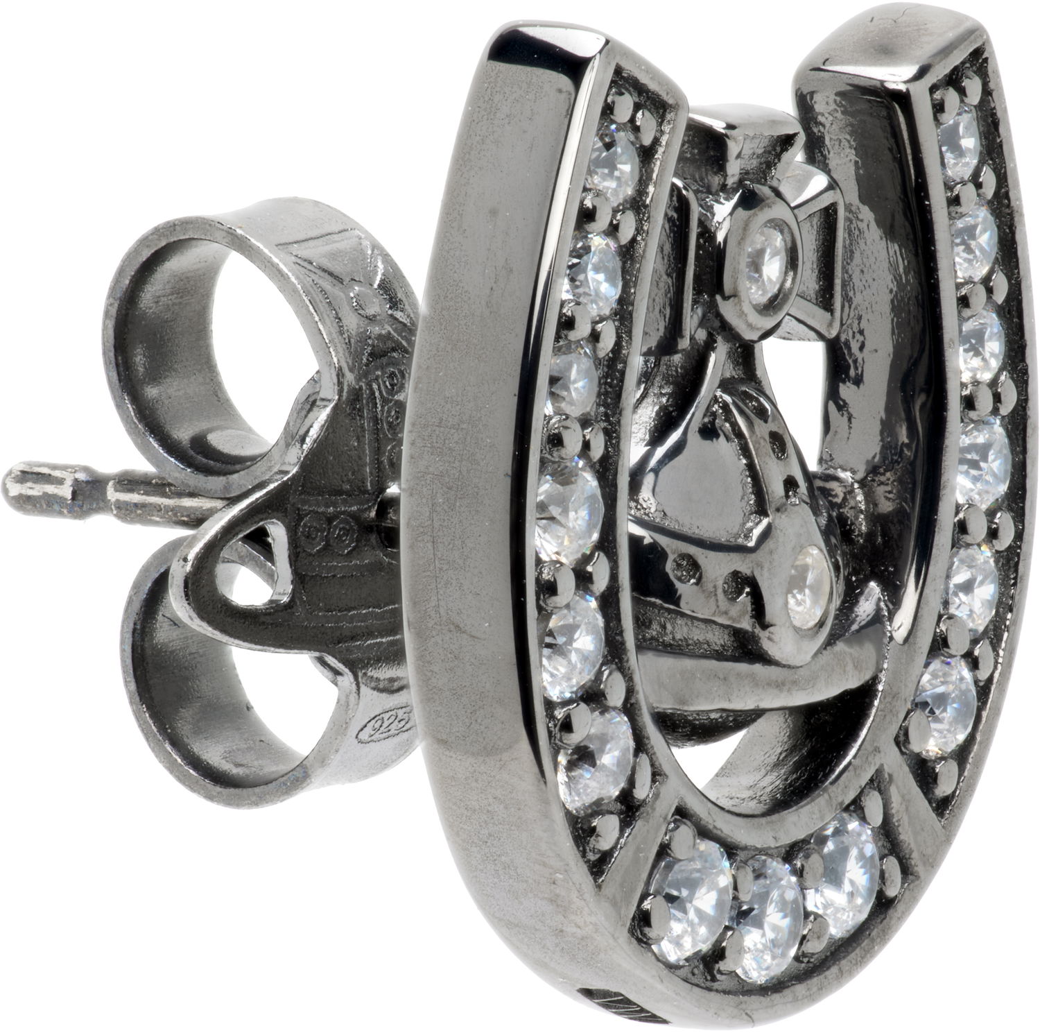 Náušnice Vivienne Westwood Horace Orb Horseshoe Crystal-Embellished Single Stud Earring Metalická | 6201037S-01S104-, 1