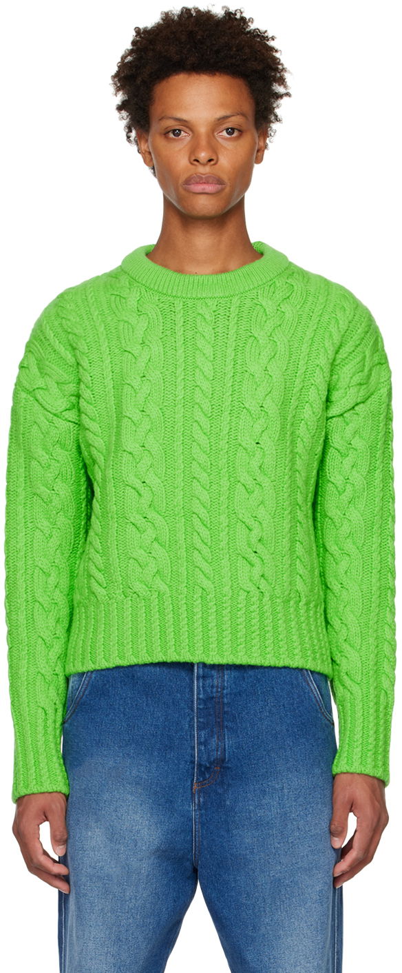 Sveter AMI Crewneck Sweater Zelené | HKS011.017, 0