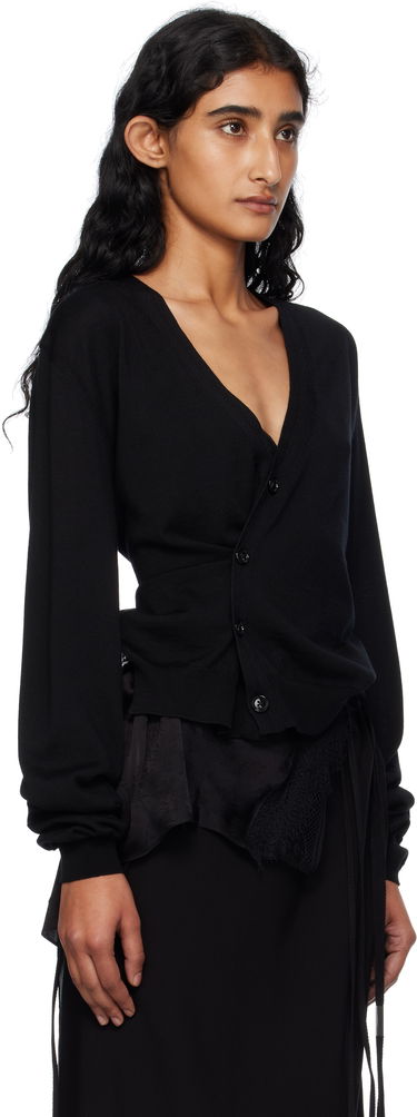 Sveter Ann Demeulemeester Ann Demeulemeester Zofia Asymmetric Spliced Cardigan Čierna | 2510-W-KN18-KN056-099, 1
