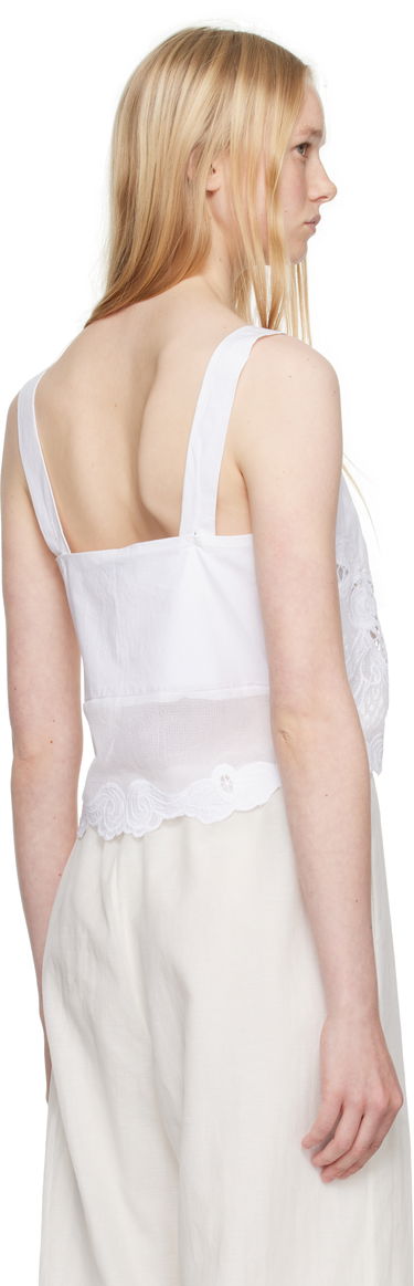 Crop Top rag & bone Rag & Bone Clem Lace-Trim Poplin Tank Top Biela | WAW25SA036LA36, 2