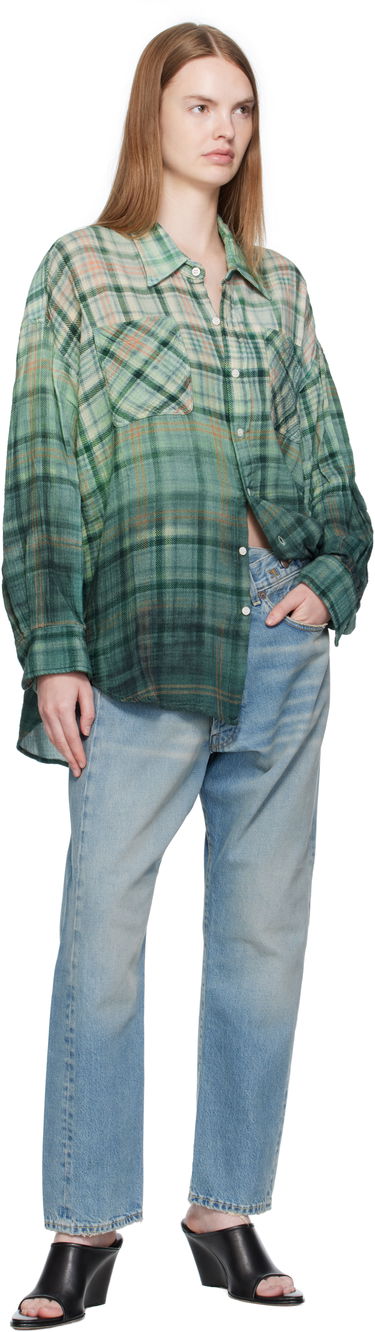 Košeľa R13 R13 Drop Neck Plaid Work Shirt Zelené | R13WR015-R556B, 3