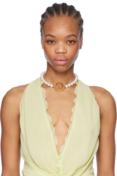 Náhrdelník Blumarine Blumarine Faux-Pearl Choker Necklace with Initial Pendant Metalická | P522W313A, 1