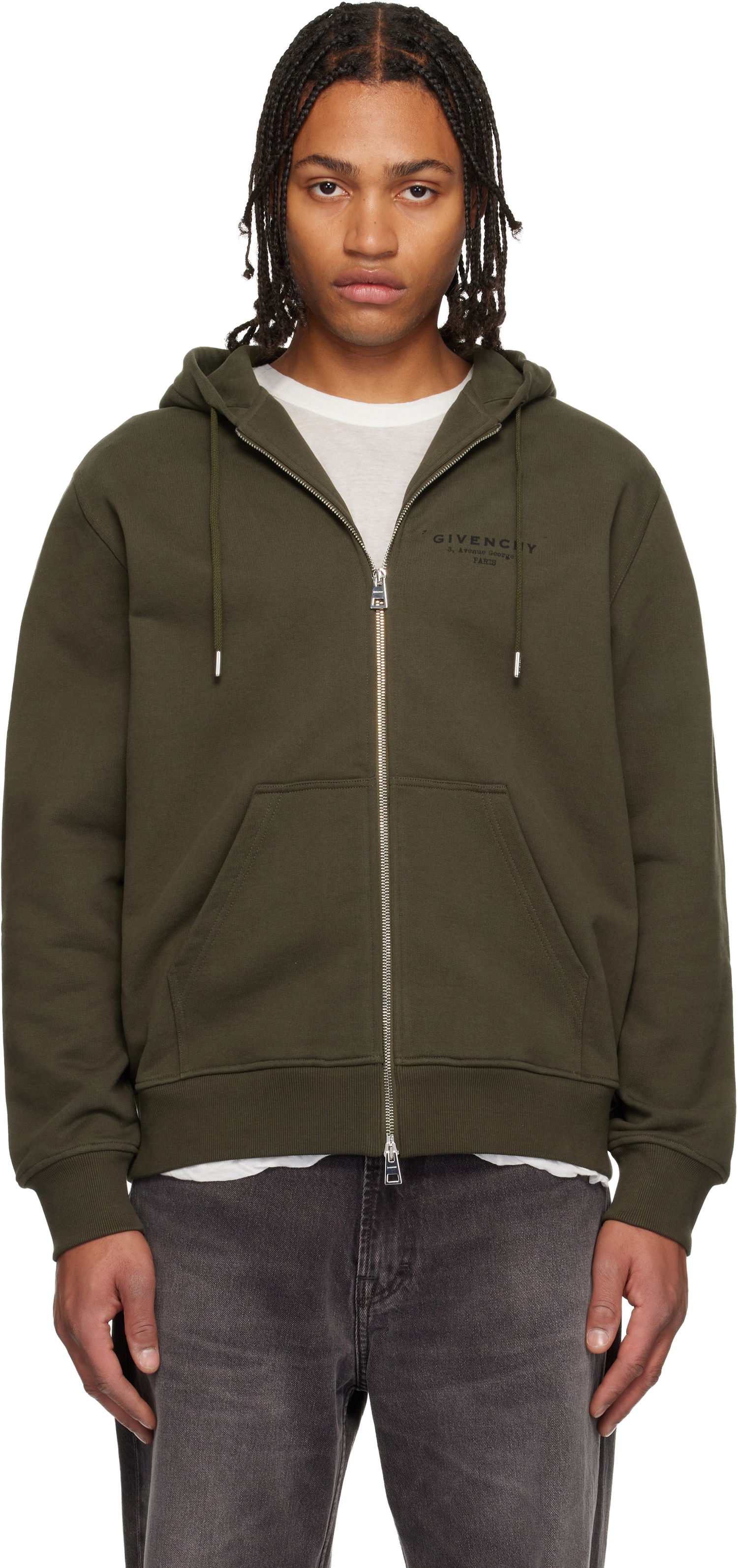 Mikina Givenchy Zipped Fleece Hoodie Zelené | BMJ0NJ3YRJ305, 0