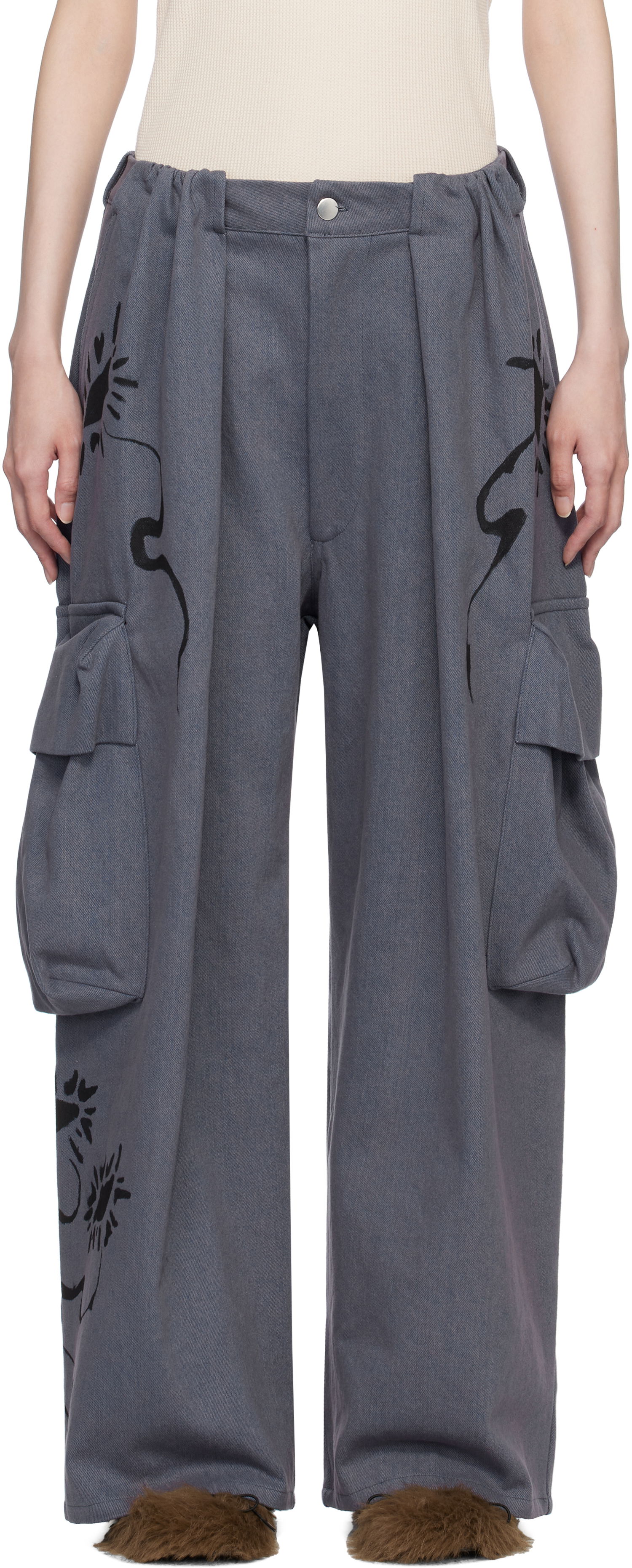 Cargo nohavice Collina Strada Collina Strada Pleated Denim Cargo Pants Šedá | XX6038, 0