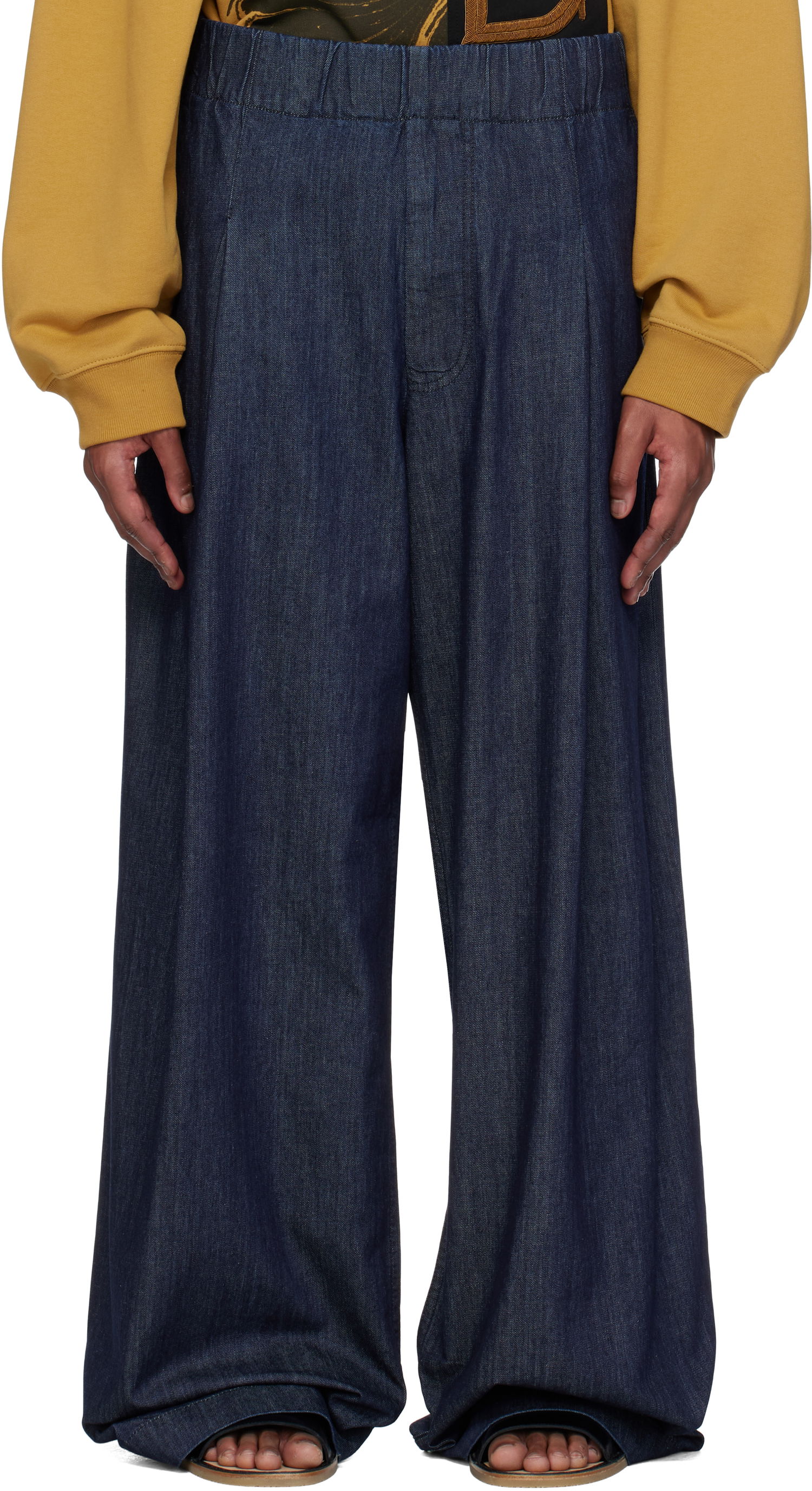 Nohavice Dries Van Noten Dries Van Noten Elasticated Wide-Leg Jeans Modrá | 251-020926-1553, 0