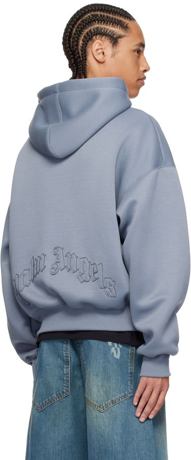 Mikina Palm Angels Palm Angels Neoprene Zip-Up Hoodie Modrá | PMEA292S25FAB0010909, 2
