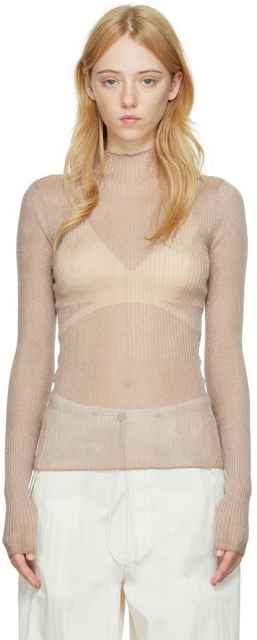 Sveter Dion Lee Dion Lee Ribbed Long Sleeve T-Shirt Béžová | C7095P22, 0