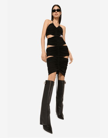 Šaty Dolce & Gabbana Dolce & Gabbana Ruched Halter Neck Midi Dress Čierna | F6BFZTFUGAIN0000, 1