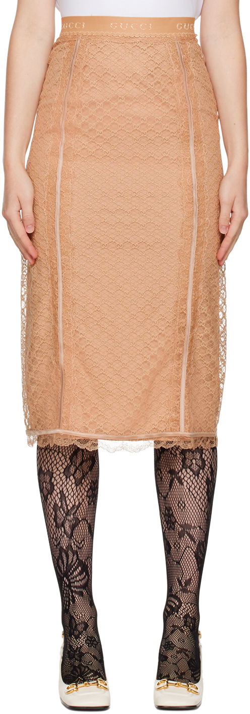 Sukňa Gucci GG Net Midi Béžová | 678193 XUAEQ, 0