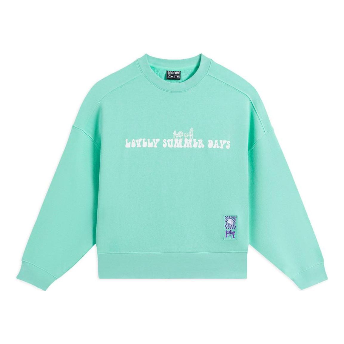 Mikina Li-Ning Casual Pullover Aqua - Lovely Summer Days Print Zelené | AWDS662-2, 0