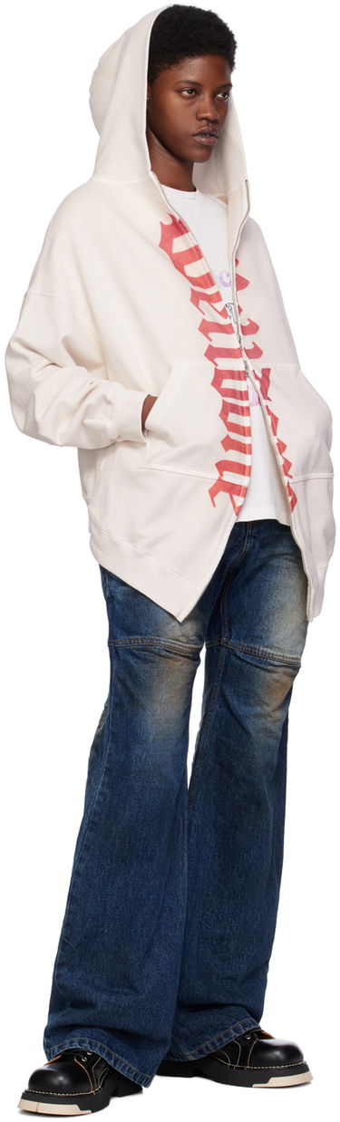 Mikina We11done We11done Printed Zip-Up Hoodie Béžová | WD-TJ0-24-812-U-WH, 3