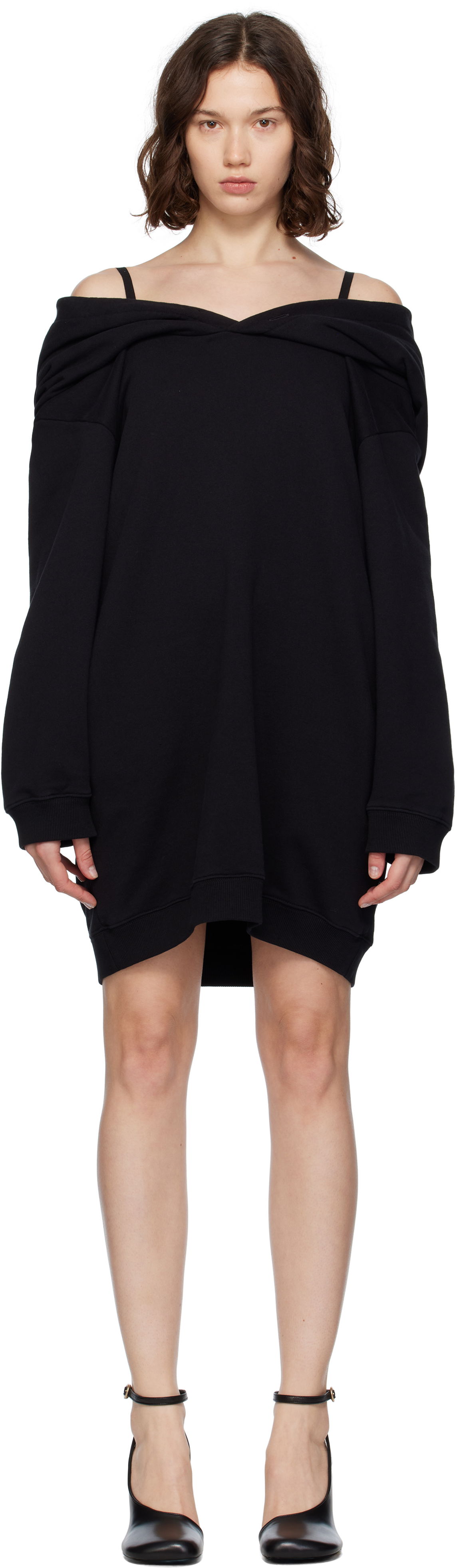 Šaty Maison Margiela MM6 Maison Margiela Off-The-Shoulder Sweatshirt Dress Čierna | S52DD0074 M25014, 0