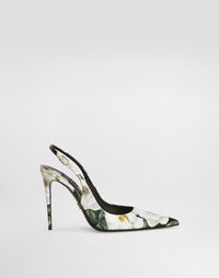Dolce & Gabbana Printed Polished Calfskin Slingbacks