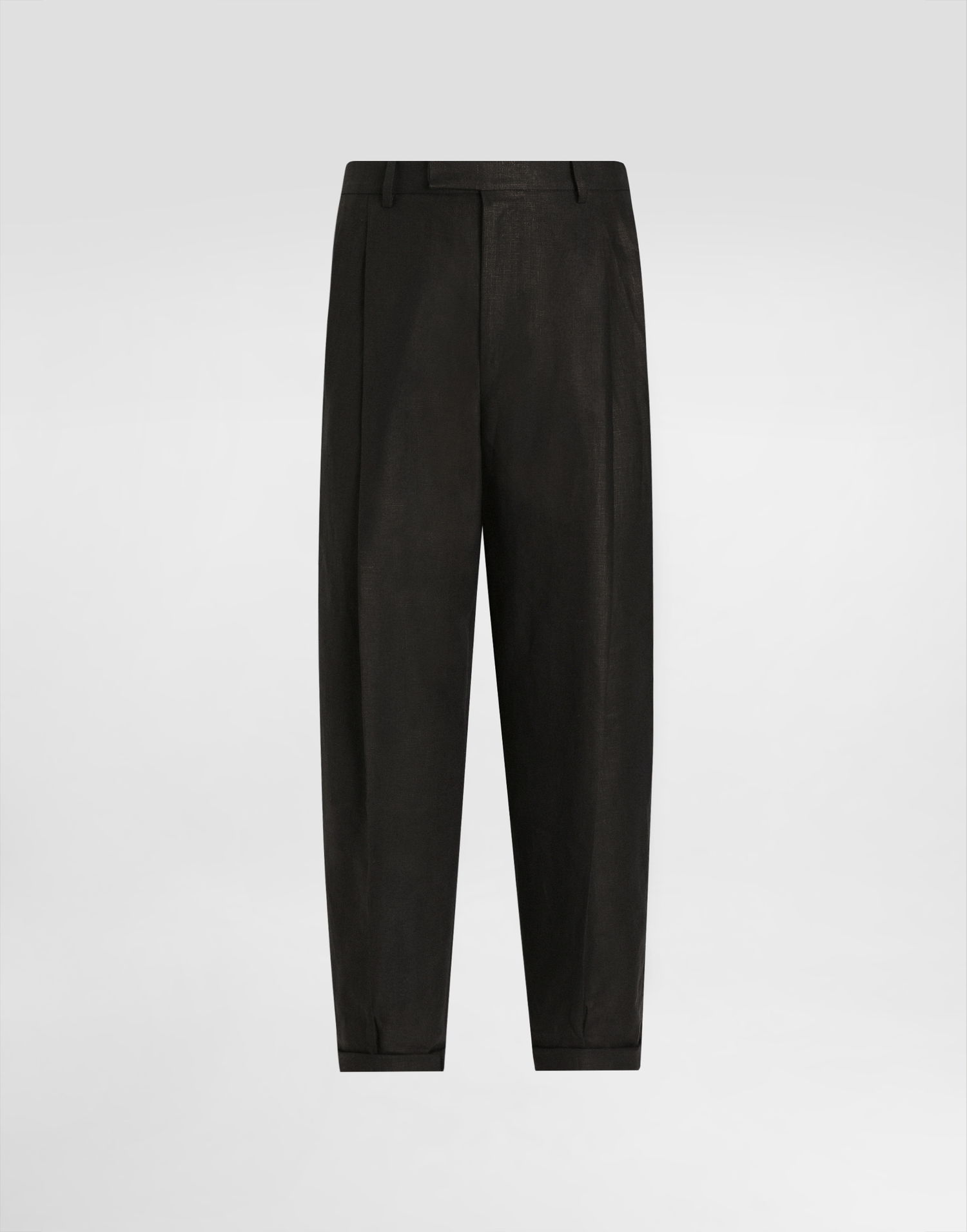 Nohavice Dolce & Gabbana Dolce & Gabbana Linen Tapered-Leg Pants 52 Čierna | GP114TFU4MCN0000_1, 0