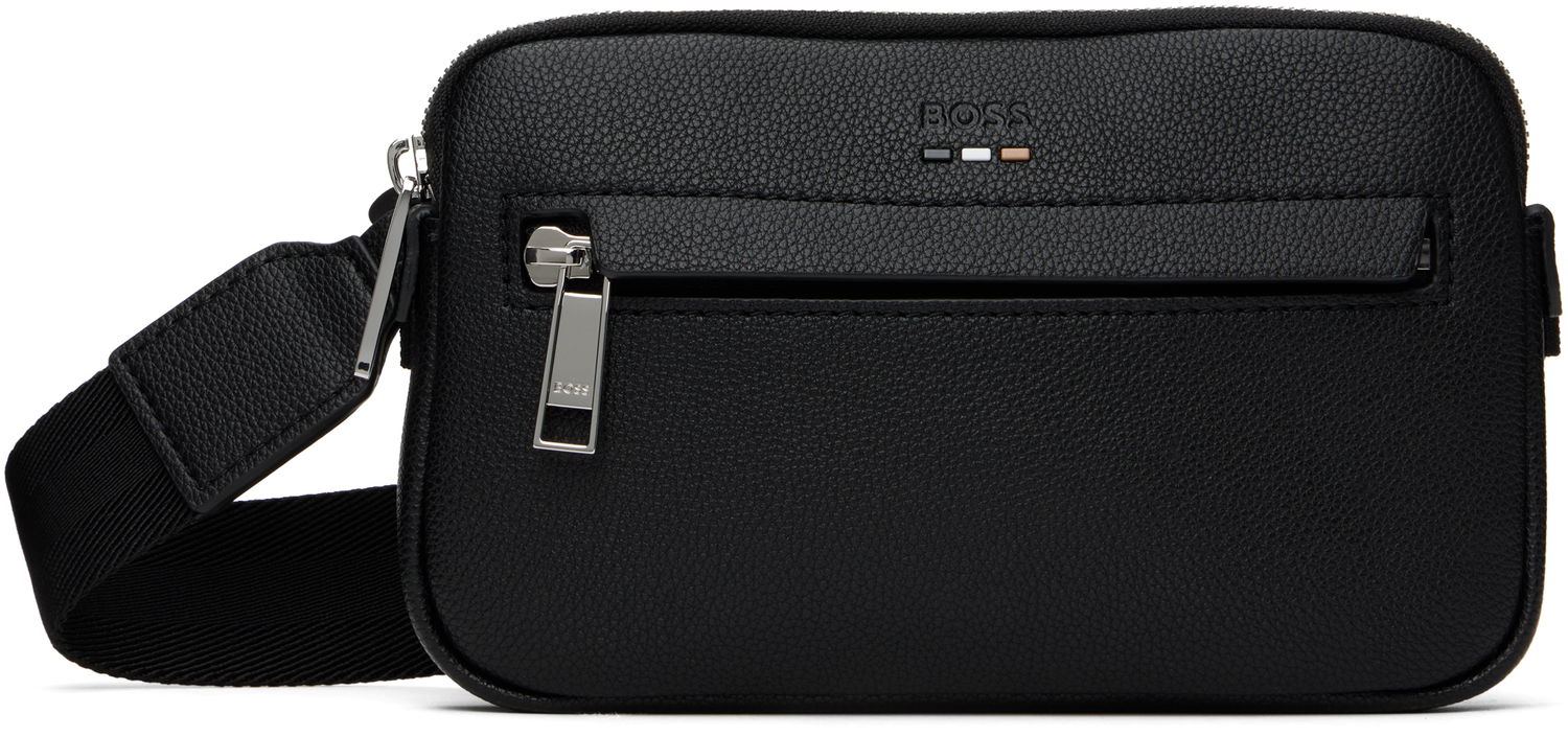Taška cez rameno BOSS Pebble-Grained Faux-Leather Bag Čierna | 50548031, 0