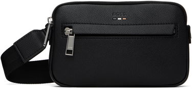 Taška cez rameno BOSS Pebble-Grained Faux-Leather Bag Čierna | 50548031, 0
