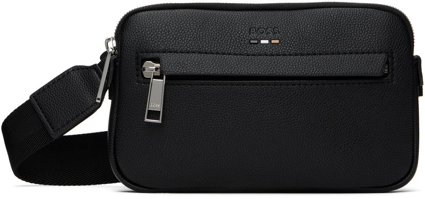 Taška cez rameno BOSS Pebble-Grained Faux-Leather Bag Čierna | 50548031