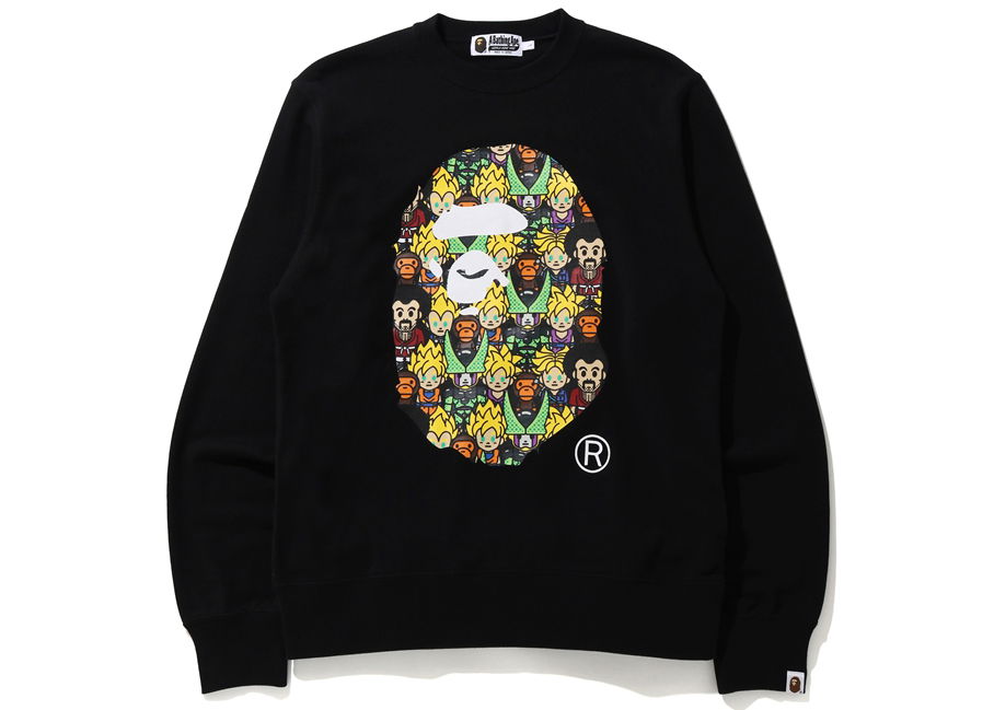 Sveter BAPE Dragon x Ball Z Baby Milo Big Ape Head Crewneck Čierna | 002SWG231914XBLK, 0