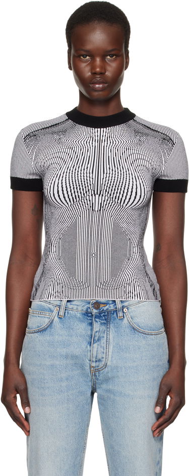 Sveter Jean Paul Gaultier Jean Paul Gaultier Morphing Pinstripes Jacquard T-Shirt Čierna | 25/33-F-TS110-M084-0100, 0