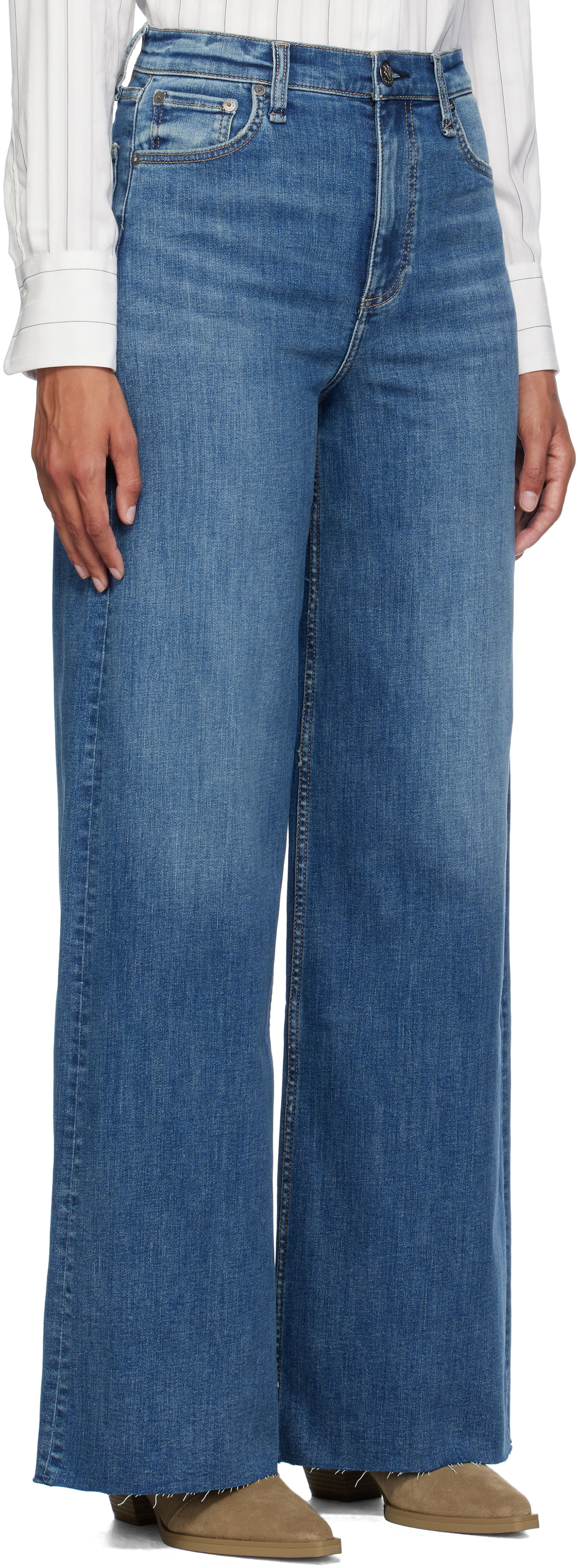 Džínsy rag & bone Rag & Bone Flexi Sofie Wide-Leg Jeans Modrá | WDD24F2952FUWI, 1