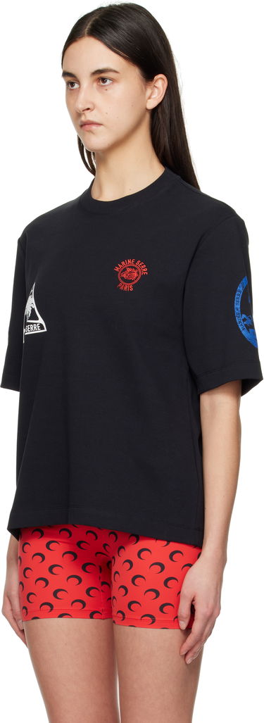 Tričko Marine Serre Marine Serre Souvenir Loose Fit Jersey T-Shirt Čierna | UTT001A CJER0079, 3