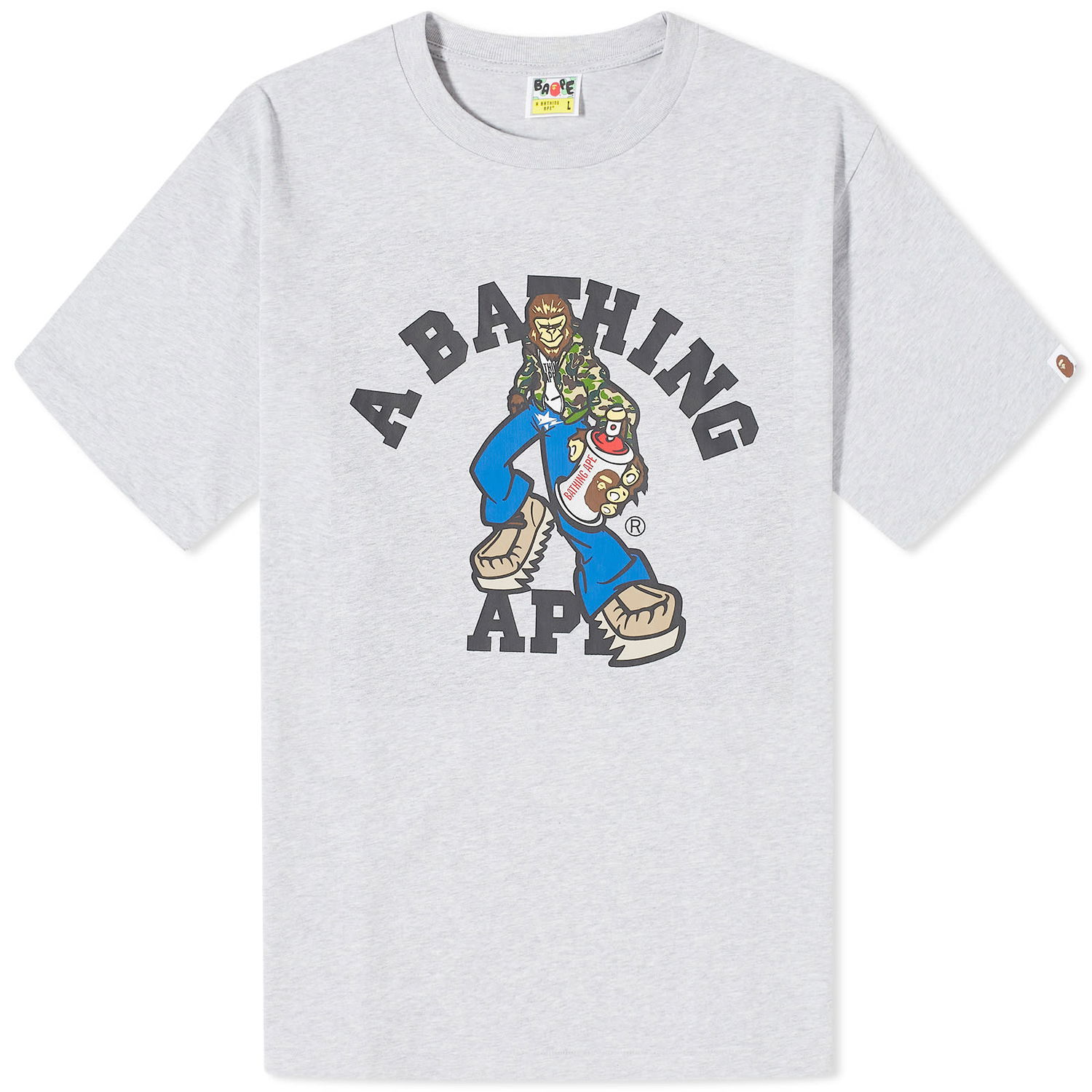 Tričko BAPE A Bathing Ape Graffiti Character College T-Shirt Šedá | 001TEK301331M-GRY, 0