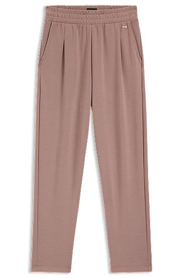 Nohavice BOSS Tapered Tracksuit Bottoms with Gloss Piping Ružová | 50545648