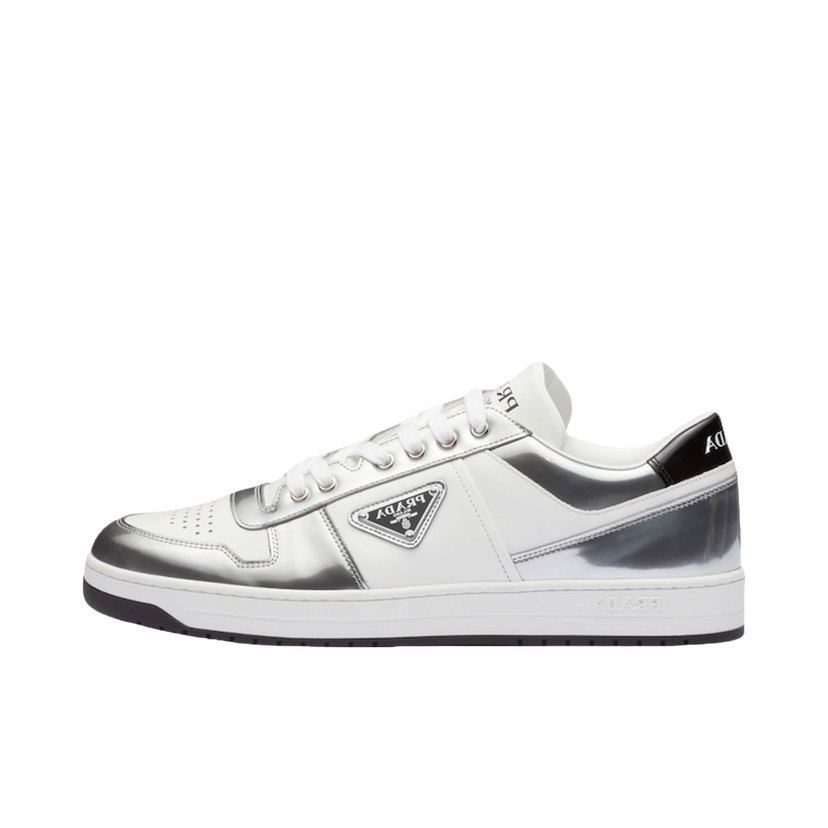 Tenisky a topánky Prada Downtown Low Top Sneakers Leather White Silver Zelené | 2EE364_3LL2_F0J36
