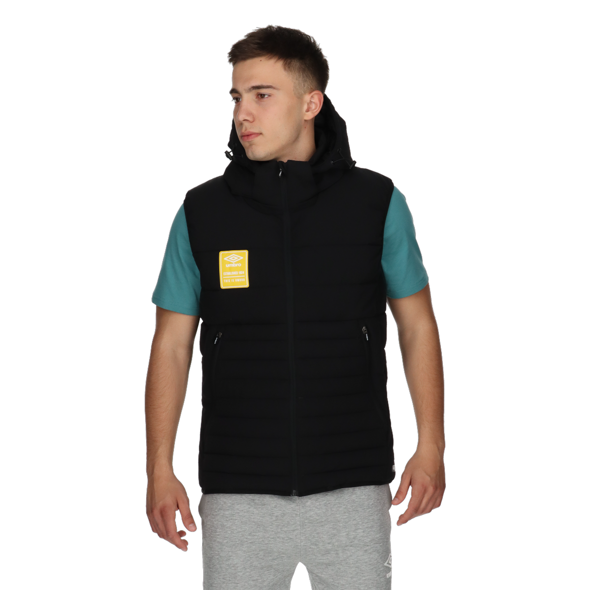 Vesta Umbro ESSENTIALS Hooded Puffer Vest Čierna | UMA233M500-01, 0