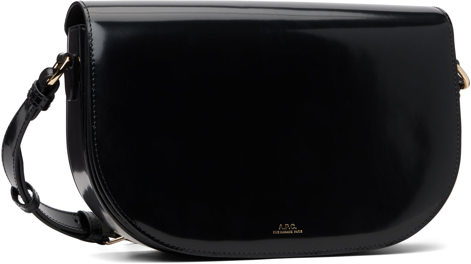 Taška cez rameno A.P.C. Le B-Side Patent Leather Saddle Bag Čierna | PXCBT-F67020, 1