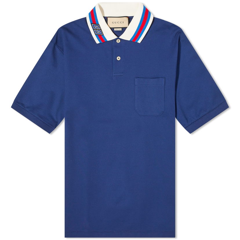 Polo tričko Gucci Collar Logo Polo Shirt Modrá | 768630-XJF45-4030