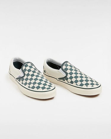 Tenisky a topánky Vans Classic Slip-on Checkerboard Shoes (checkerboard Green/true White) Unisex White, Size 2.5 Šedá | VN000BVZBGN, 1