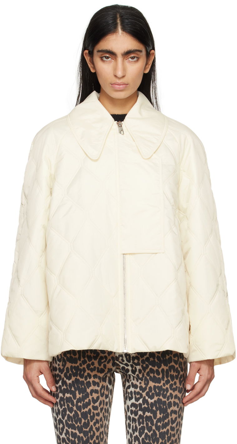 Prešívaná bunda GANNI Ganni Quilted Jacket Biela | F8641, 0