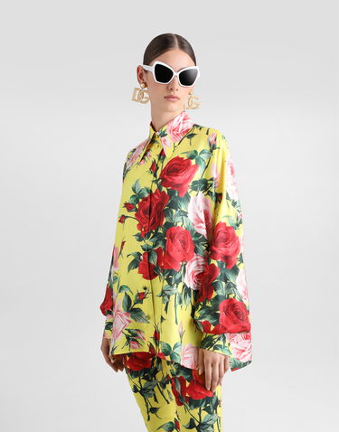 Košeľa Dolce & Gabbana Dolce & Gabbana Oversize Bouquet-Print Silk Twill Shirt Žltá | F5T22TIS1XHHG5JD, 3