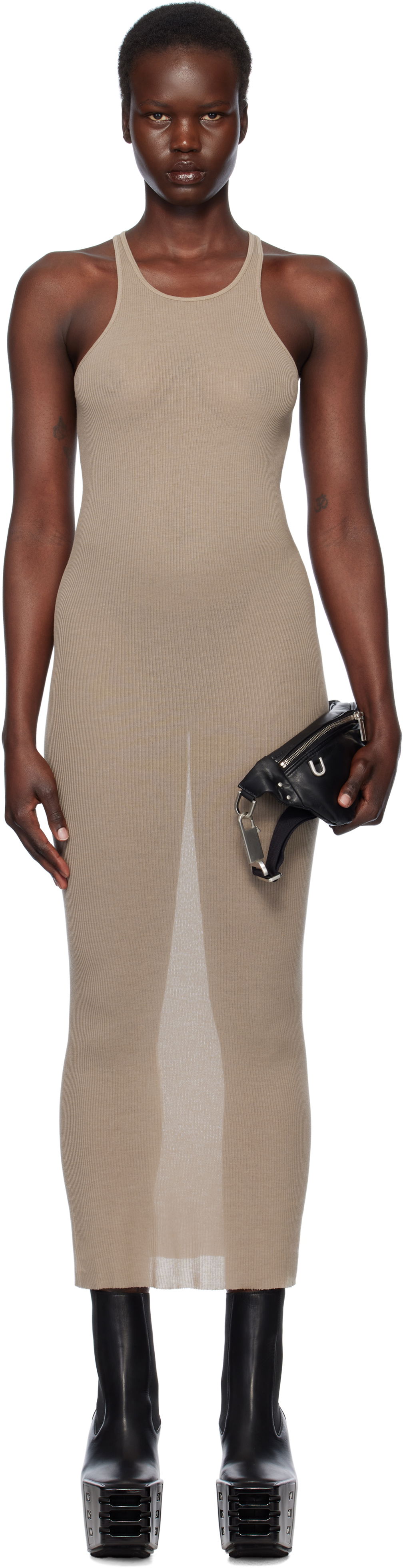 Šaty Rick Owens Rick Owens Hollywood Tank Maxi Dress Béžová | RP01E7549 RC, 0