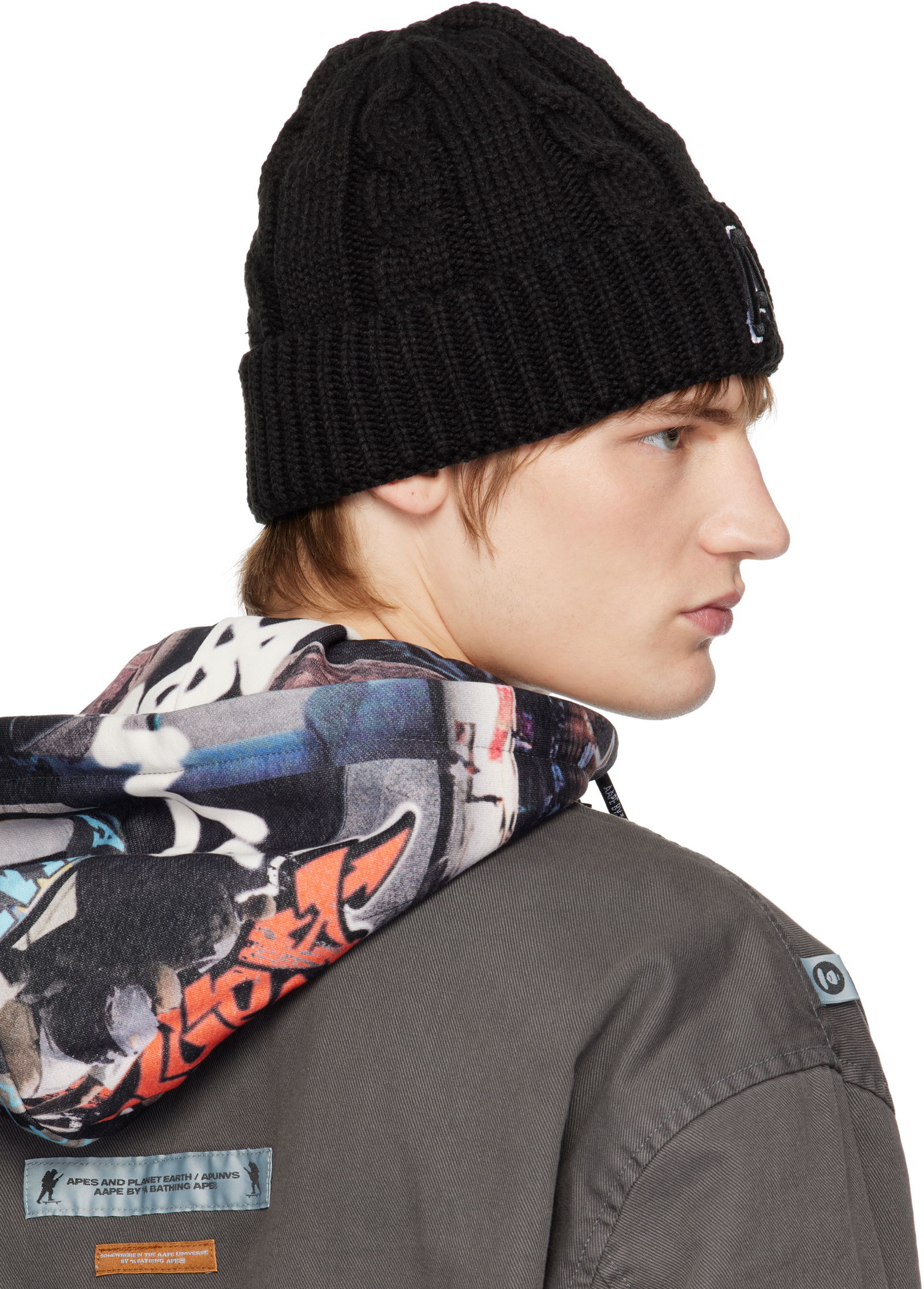 A Bathing Ape Aape Main Knit Beanie with Logo