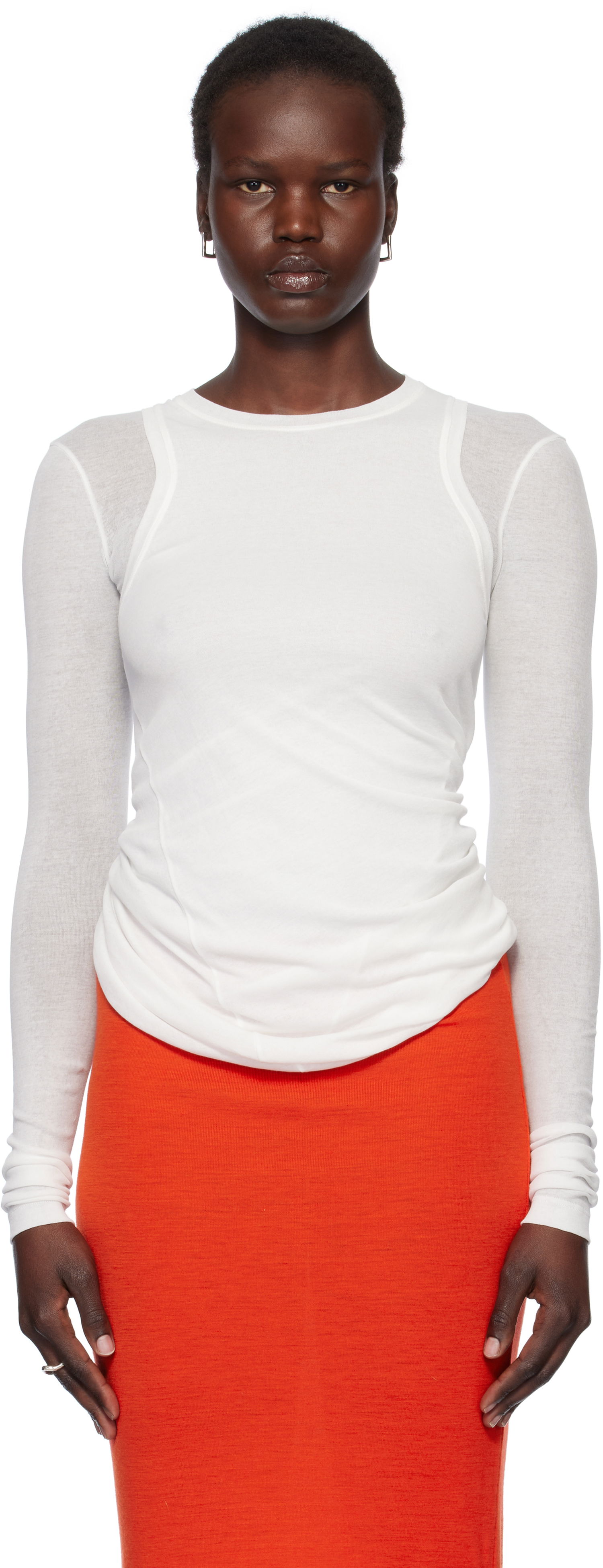 Tričko Jil Sander Jil Sander Crewneck Long Sleeve T-Shirt Biela | J02NH0012_J20249, 0
