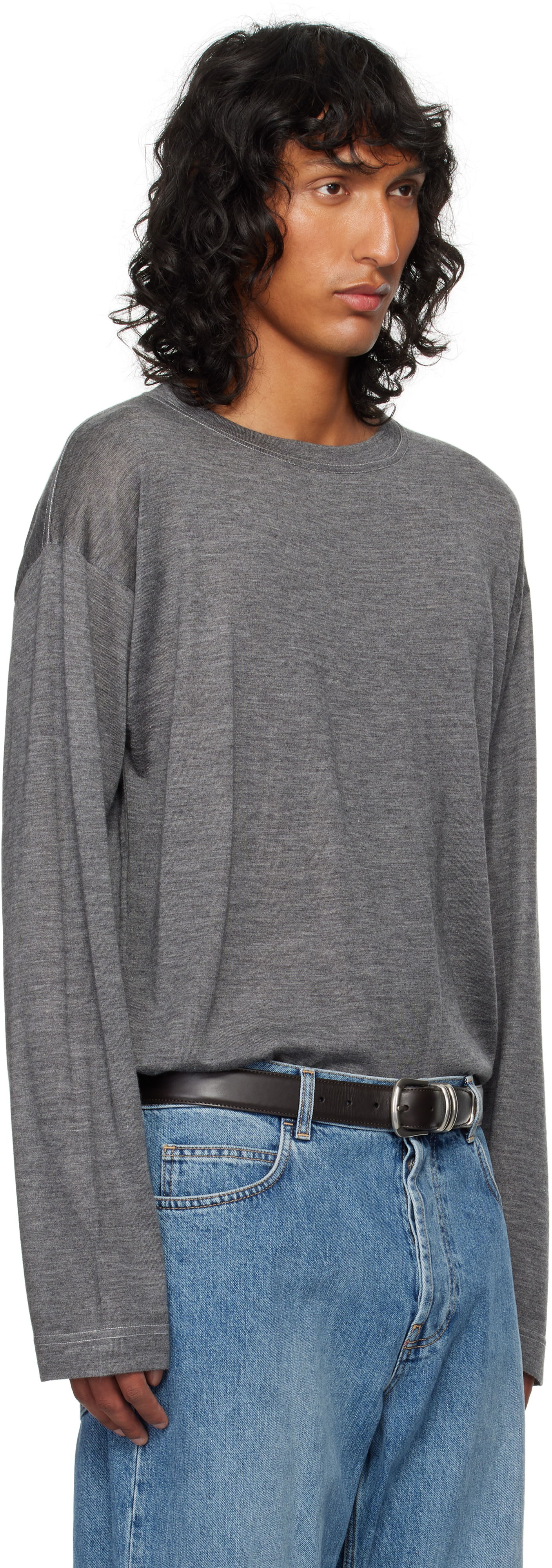 Sveter The Row The Row Angelo Long Sleeve T-Shirt Šedá | 776-Y806, 1