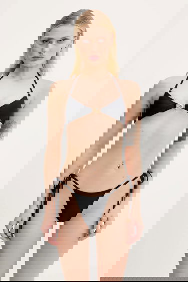 Plavky Marine Serre Marine Serre Two-Piece Bikini Swimsuit with Gold Hardware Čierna | WSW013A.CJER0061, 0
